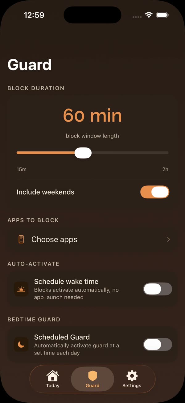 Set the window length, 15 minutes to 2 hours.