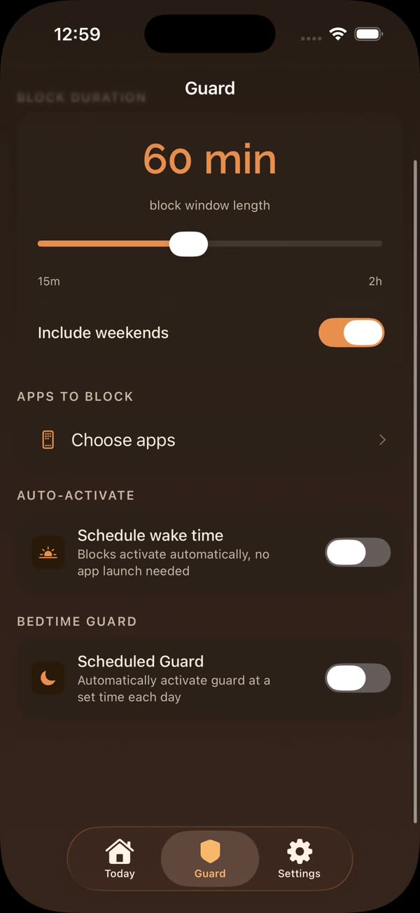 Pick the apps, or let it arm itself at wake time.