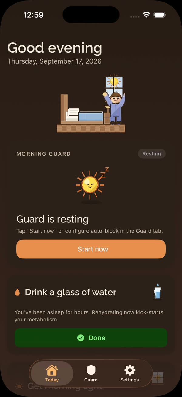 Tasks tick off and reset overnight.